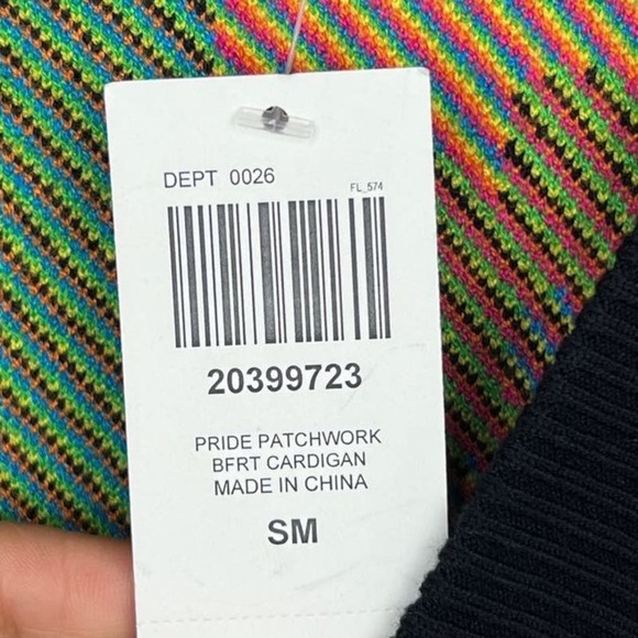 Social Collision Rainbow Retro Patchwork Knit Cardigan Womens Size small NWT - Picture 8 of 8